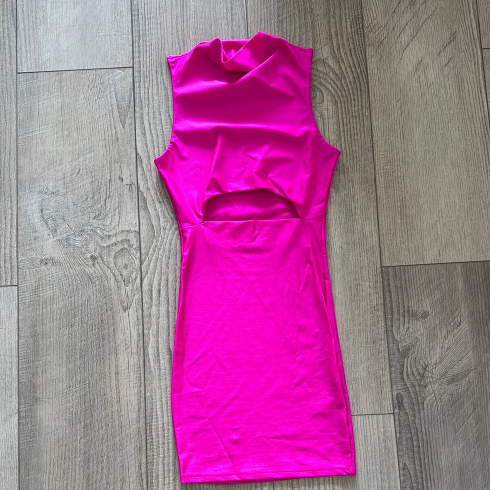 Fashion Nova Pink Mock Neck Bodycon Dress